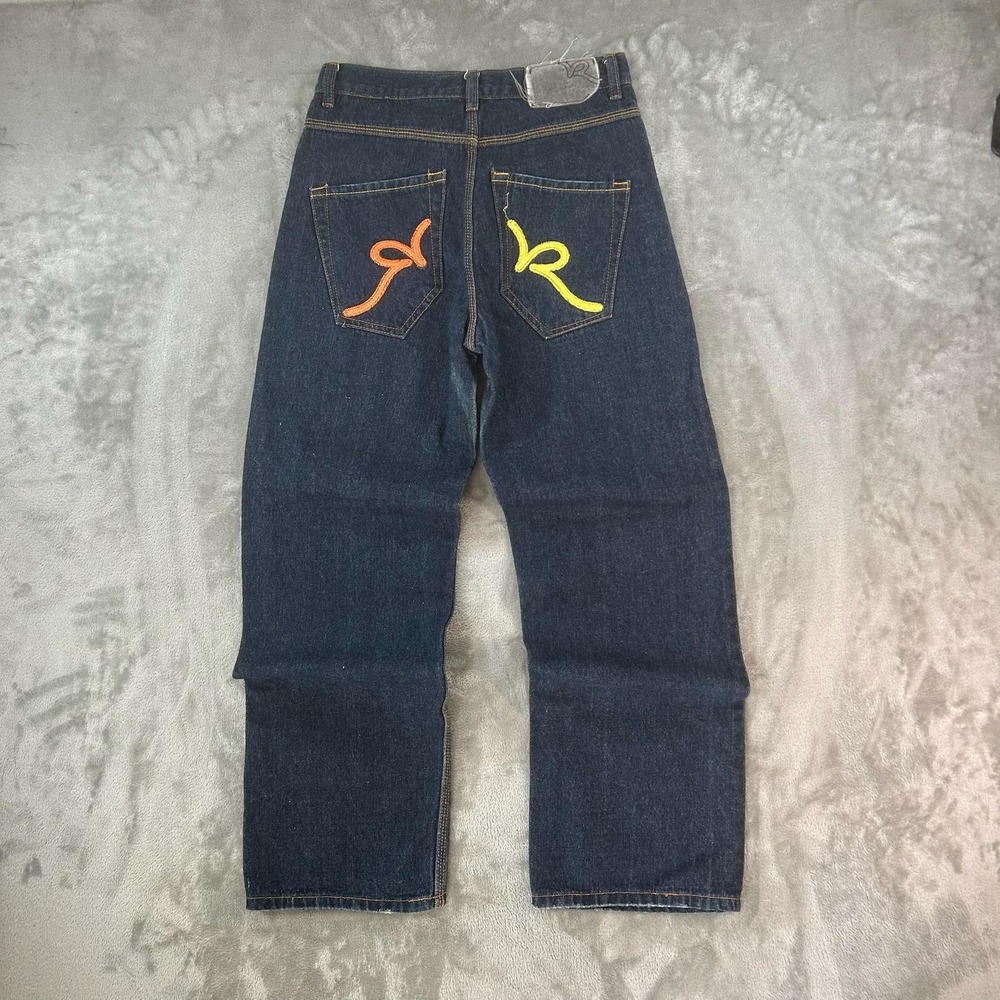 Rocawear Jeans Kids 14 Blue Dark Wash Relaxed Straight Embroidered Denim Pants